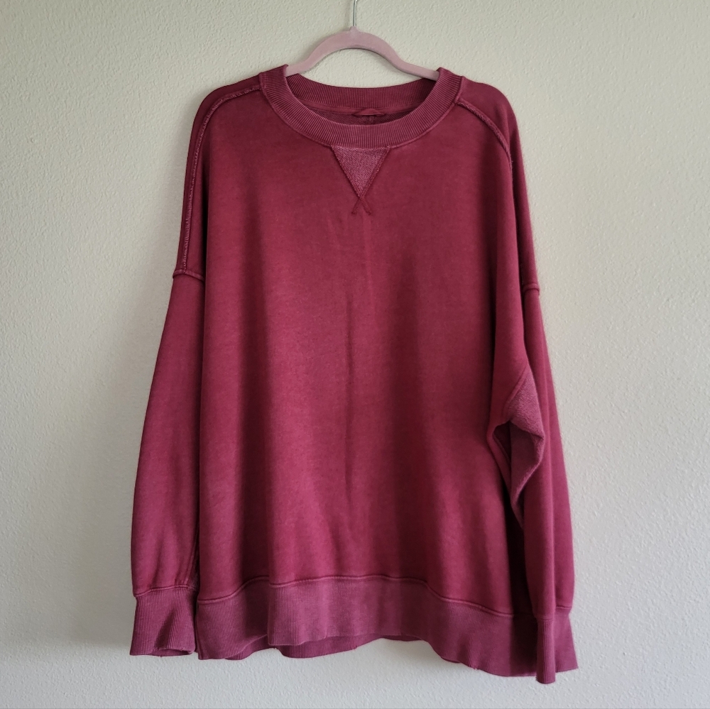 Aerie Cherry Cola Red Big Chill Sweatshirt sz L - Picture 2 of 5